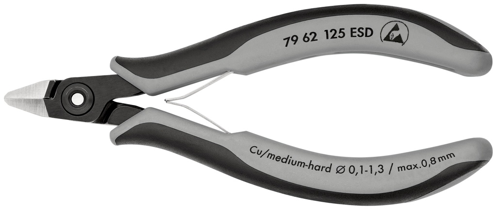 KNIPEX 79 62 125 ESD ALICATES DE PRECISIÓN DE CORTE DIAGONAL PARA ELECTRÓNICA ESD CON MANGOS MULTICOMPONENTES BARNIZADOS 125 MM