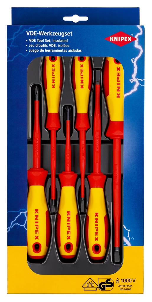 KNIPEX 00 20 12 V02 PAQUETE DE DESTORNILLADORES VDE TORNILLO PLANO / PHILLIPS