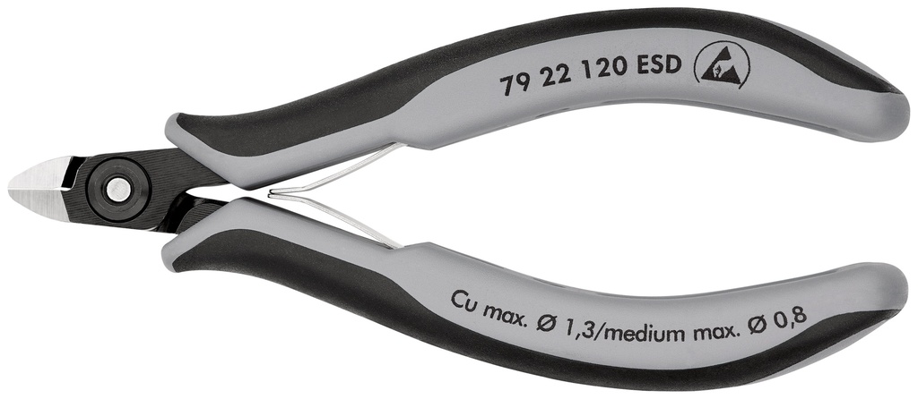 KNIPEX 79 22 120 ESD ALICATES DE PRECISIÓN DE CORTE DIAGONAL PARA ELECTRÓNICA ESD CON MANGOS MULTICOMPONENTES BARNIZADOS 120 MM