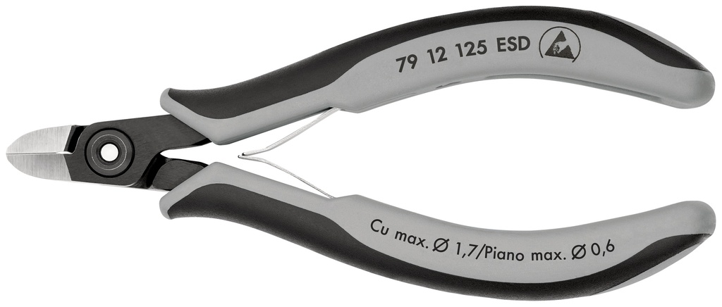 KNIPEX 79 12 125 ESD ALICATES DE PRECISIÓN DE CORTE DIAGONAL PARA ELECTRÓNICA ESD CON MANGOS MULTICOMPONENTES BARNIZADOS 125 MM