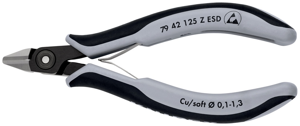 KNIPEX 79 42 125 Z ESD ALICATES DE PRECISIÓN DE CORTE DIAGONAL PARA ELECTRÓNICA ESD CON MANGOS MULTICOMPONENTES BARNIZADOS 125 MM