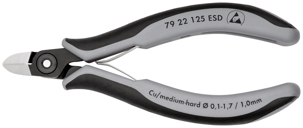 KNIPEX 79 22 125 ESD ALICATES DE PRECISIÓN DE CORTE DIAGONAL PARA ELECTRÓNICA ESD CON MANGOS MULTICOMPONENTES BARNIZADOS 125 MM