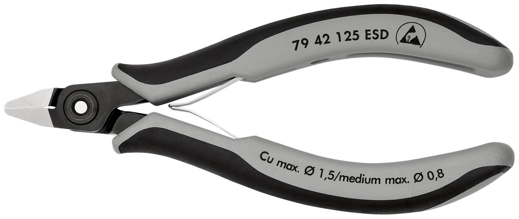 KNIPEX 79 42 125 ESD ALICATES DE PRECISIÓN DE CORTE DIAGONAL PARA ELECTRÓNICA ESD CON MANGOS MULTICOMPONENTES BARNIZADOS 125 MM