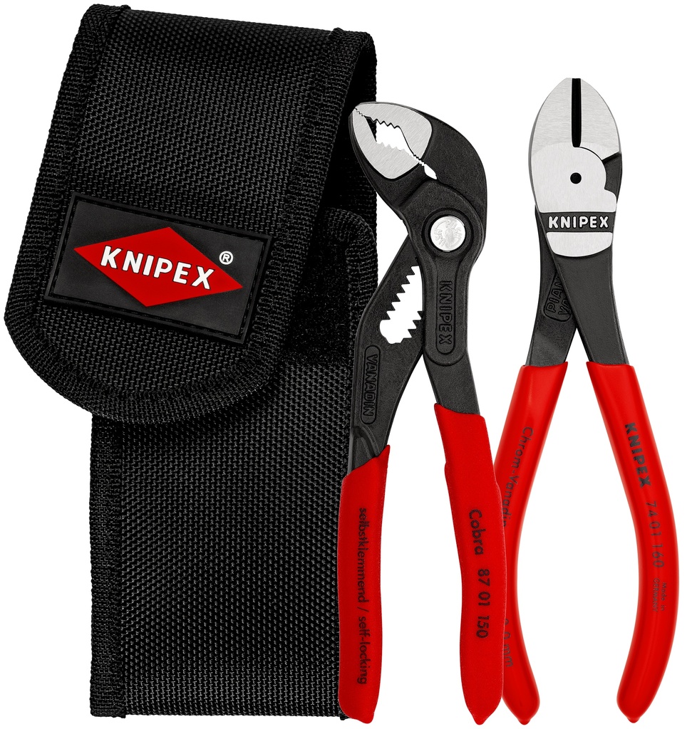 KNIPEX 00 20 72 V02 JUEGO DE ALICATES MINI EN PORTAHERRAMIENTAS PARA EL CINTURÓN 1 X 87 01 150, 1 X 74 01 160 160 MM