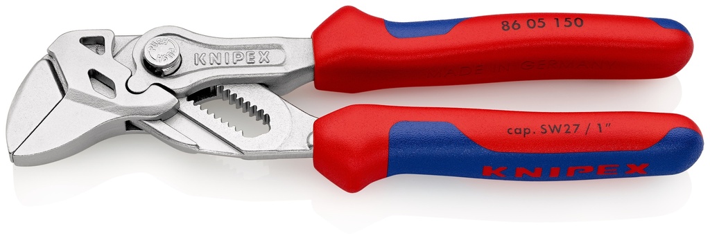 KNIPEX 86 05 150 TENAZA LLAVE ALICATE Y LLAVE EN UNA SOLA HERRAMIENTA CON MANGOS MULTICOMPONENTES CROMADO 150 MM
