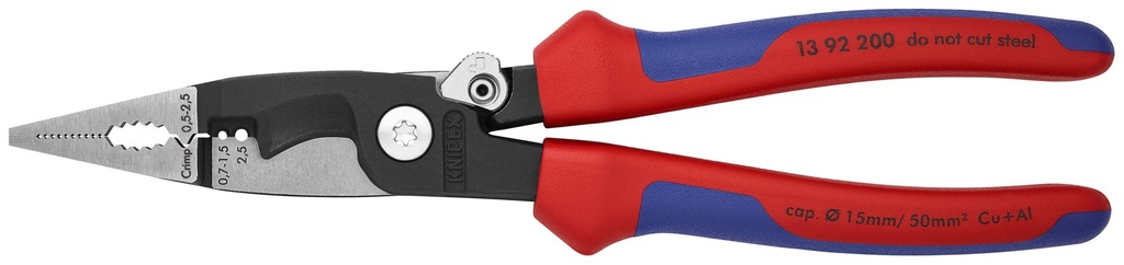 KNIPEX 13 92 200 SB ALICATE PARA INSTALACIONES ELÉCTRICAS CON MANGOS MULTICOMPONENTES NEGRO ATRAMENTADO 200 MM