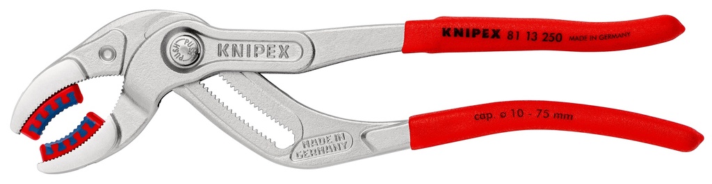 KNIPEX 81 13 250 TENAZA PARA TUBERÍAS Y RACORES MANGOS PLASTICOS POR INMERSIÓN ANTIDESLIZANTES CROMADO 250 MM