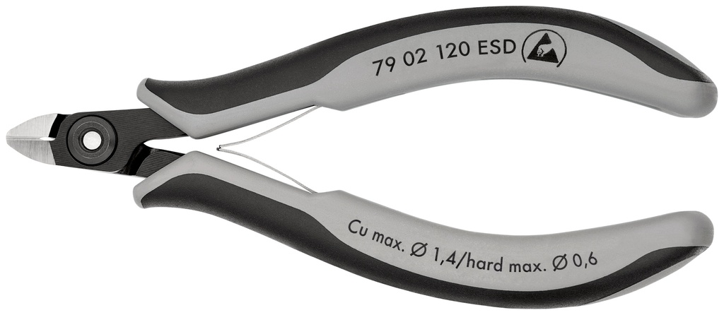 KNIPEX 79 02 120 ESD ALICATES DE PRECISIÓN DE CORTE DIAGONAL PARA ELECTRÓNICA ESD CON MANGOS MULTICOMPONENTES BARNIZADOS 120 MM
