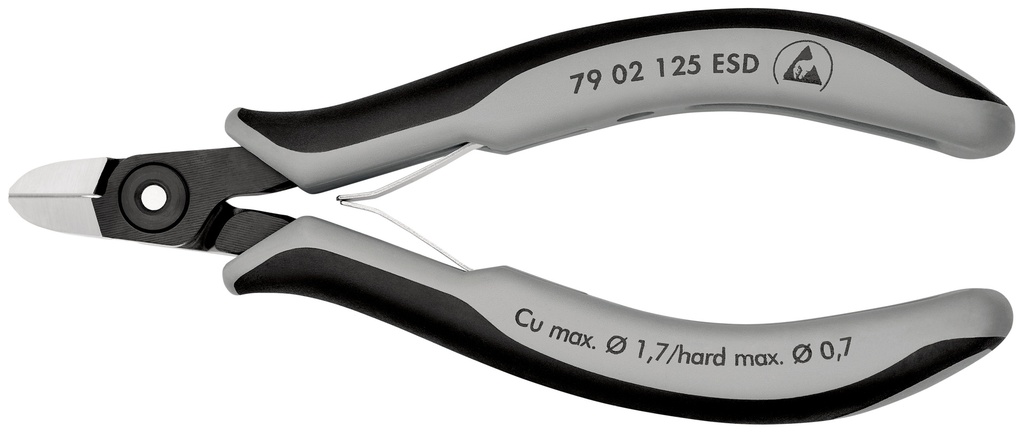 KNIPEX 79 02 125 ESDSB ALICATES DE PRECISIÓN DE CORTE DIAGONAL PARA ELECTRÓNICA ESD CON MANGOS MULTICOMPONENTES BARNIZADOS 125 MM