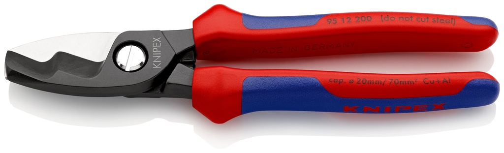 KNIPEX 95 12 200 TIJERAS CORTACABLES CON FILO DE CORTE DOBLE CON MANGOS MULTICOMPONENTES BARNIZADOS 200 MM