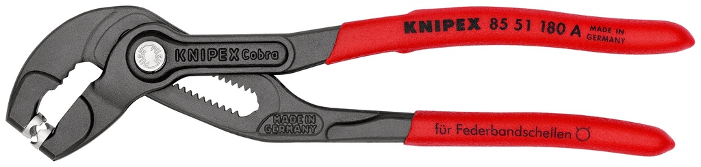 KNIPEX 85 51 180 A SB ALICATE PARA ABRAZADERAS MANGOS PLASTICOS POR INMERSIÓN ANTIDESLIZANTES GRIS ATRAMENTADO 180 MM