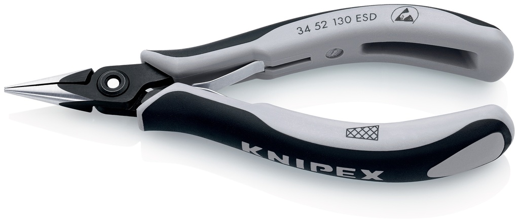 KNIPEX 34 52 130 ESD ALICATE DE PRECISIÓN DE MONTAJE PARA ELECTRÓNICA ESD CON MANGOS MULTICOMPONENTES BARNIZADOS 130 MM