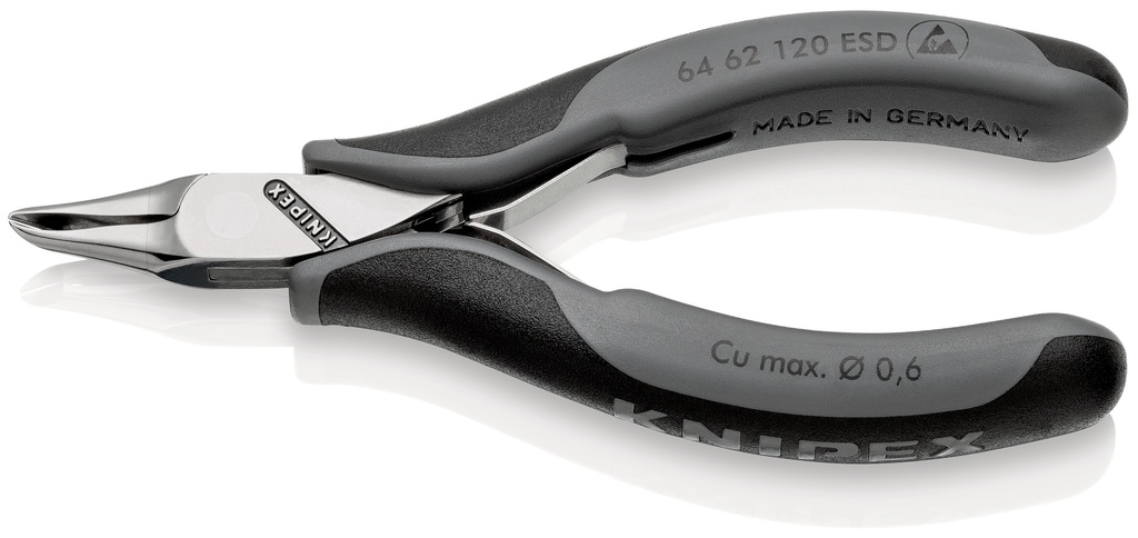 KNIPEX 64 62 120 ESD ALICATES DE CORTE FRONTAL PARA ELECTRÓNICA ESD CON MANGOS MULTICOMPONENTES 120 MM