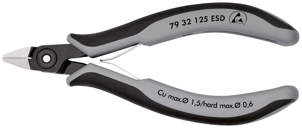 KNIPEX 79 32 125 ESD ALICATES DE PRECISIÓN DE CORTE DIAGONAL PARA ELECTRÓNICA ESD CON MANGOS MULTICOMPONENTES BARNIZADOS 125 MM