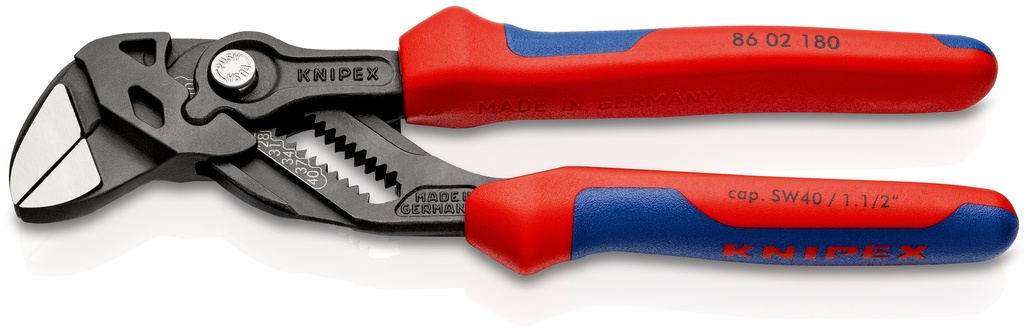 KNIPEX 86 02 180 TENAZA LLAVE ALICATE Y LLAVE EN UNA SOLA HERRAMIENTA CON MANGOS MULTICOMPONENTES GRIS ATRAMENTADO 180 MM