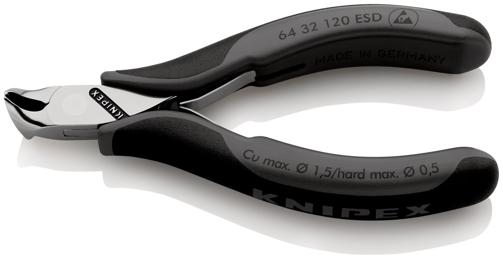 KNIPEX 64 32 120 ESD ALICATES DE CORTE FRONTAL PARA ELECTRÓNICA ESD CON MANGOS MULTICOMPONENTES 120 MM