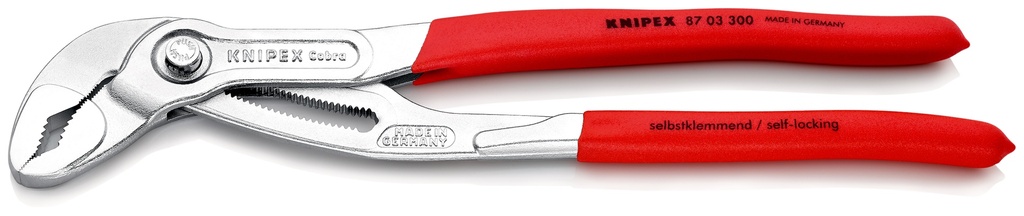 KNIPEX 87 03 300 SB COBRA® TENAZILLAS PICO LORO MANGOS PLASTICOS POR INMERSIÓN ANTIDESLIZANTES CROMADO 300 MM
