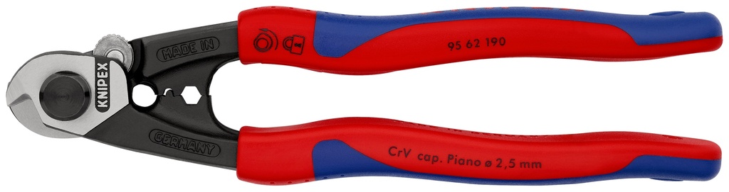 KNIPEX 95 62 190 SB CORTACABLES PARA CABLE TRENZADO FORJADO CON MANGOS MULTICOMPONENTES 190 MM