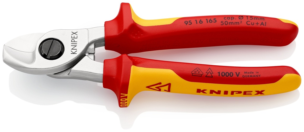 KNIPEX 95 16 165 SB TIJERAS CORTACABLES AISLADOS CON FUNDAS MULTICOMPONENTES, SEGÚN NORMA VDE CROMADO 165 MM