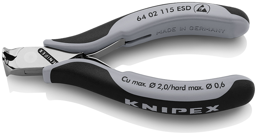 KNIPEX 64 02 115 ESD ALICATES DE CORTE FRONTAL PARA ELECTRÓNICA ESD CON MANGOS MULTICOMPONENTES 115 MM