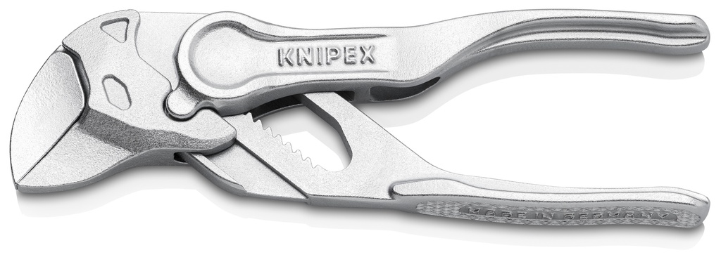 KNIPEX 86 04 100 TENAZA LLAVE XS ALICATE Y LLAVE EN UNA SOLA HERRAMIENTA SUPERFICIE RUGOSA Y EN RELIEVE CROMADO 100 MM