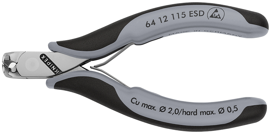 KNIPEX 64 12 115 ESD ALICATES DE CORTE FRONTAL PARA ELECTRÓNICA ESD CON MANGOS MULTICOMPONENTES 115 MM