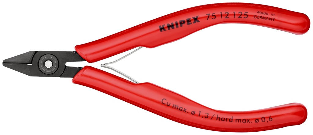 KNIPEX 75 12 125 ALICATES DE CORTE DIAGONAL PARA ELECTRÓNICA CON FUNDAS DE PLÁSTICO BARNIZADOS 125 MM