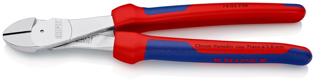 KNIPEX 74 05 250 ALICATES DE CORTE DIAGONAL DE FUERZA CON MANGOS MULTICOMPONENTES CROMADO 250 MM
