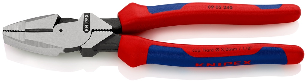 KNIPEX 09 02 240 SB ALICATE UNIVERSAL DE FUERZA "LINEMAN" MODELO AMERICANO CON MANGOS MULTICOMPONENTES NEGRO ATRAMENTADO 240 MM