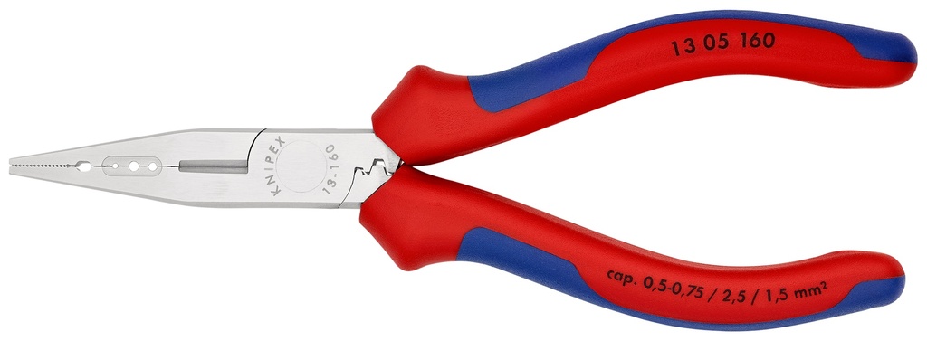 KNIPEX 13 05 160 ALICATE DE ELECTRICISTA CON MANGOS MULTICOMPONENTES CROMADO 160 MM