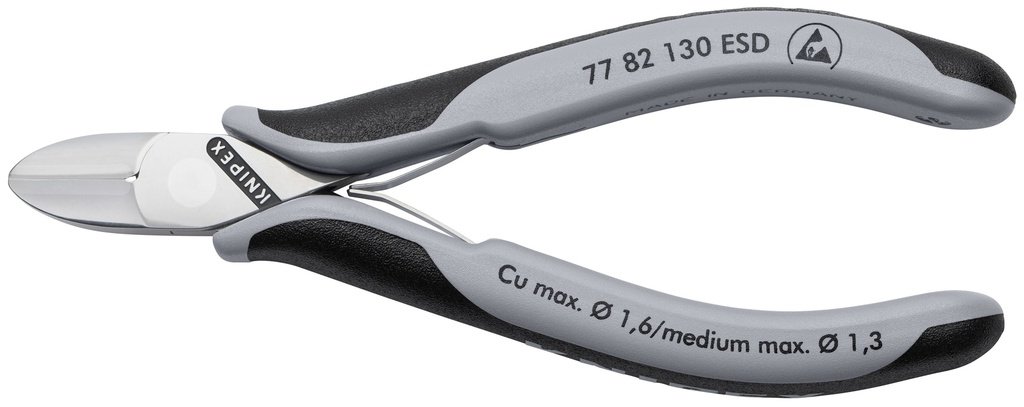 KNIPEX 77 82 130 ESD ALICATES DE CORTE DIAGONAL PARA ELECTRÓNICA ESD CON ARTICULACIÓN MACHIHEMBRADA CON MANGOS MULTICOMPONENTES 130 MM
