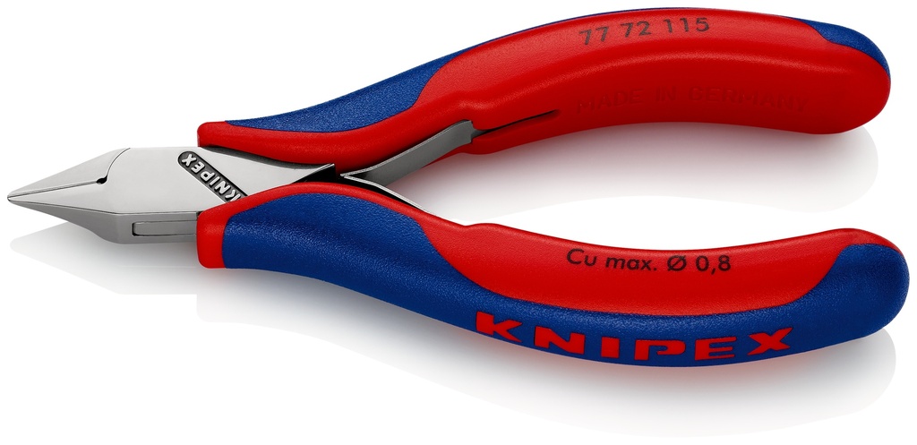 KNIPEX 77 72 115 SB ALICATES DE CORTE DIAGONAL PARA ELECTRÓNICA CON ARTICULACIÓN MACHIHEMBRADA CON MANGOS MULTICOMPONENTES 115 MM