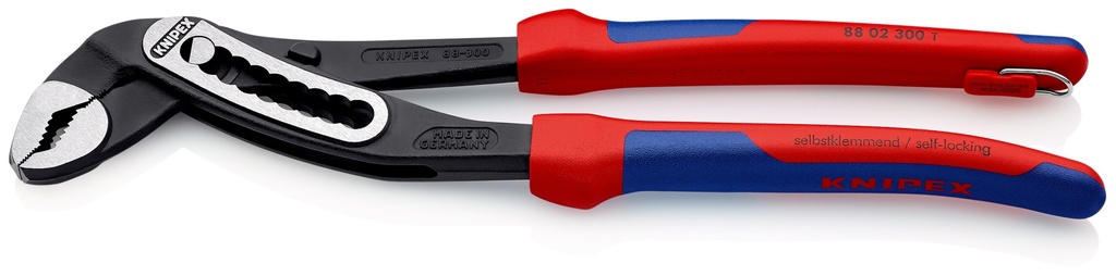 KNIPEX 88 02 300 T ALLIGATOR® TENAZA DE AGARRE CON FUNDAS MULTICOMPONENTES, CON ANILLA DE FIJACIÓN INTEGRADA PARA COLOCAR UN DISPOSITIVO DE PROTECCIÓN ANTICAÍDAS NEGRO ATRAMENTADO 300 MM