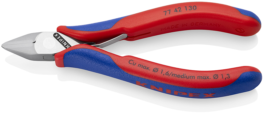 KNIPEX 77 42 130 ALICATES DE CORTE DIAGONAL PARA ELECTRÓNICA CON ARTICULACIÓN MACHIHEMBRADA CON MANGOS MULTICOMPONENTES 130 MM