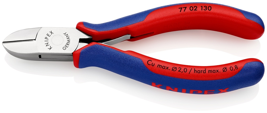 KNIPEX 77 02 130 SB ALICATES DE CORTE DIAGONAL PARA ELECTRÓNICA CON ARTICULACIÓN MACHIHEMBRADA CON MANGOS MULTICOMPONENTES 130 MM