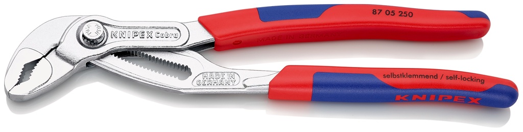 KNIPEX 87 05 250 COBRA® TENAZILLAS PICO LORO CON FUNDAS ESBELTAS EN DOS COMPONENTES CROMADO 250 MM