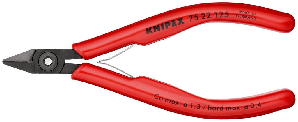KNIPEX 75 22 125 ALICATES DE CORTE DIAGONAL PARA ELECTRÓNICA CON FUNDAS DE PLÁSTICO BARNIZADOS 125 MM