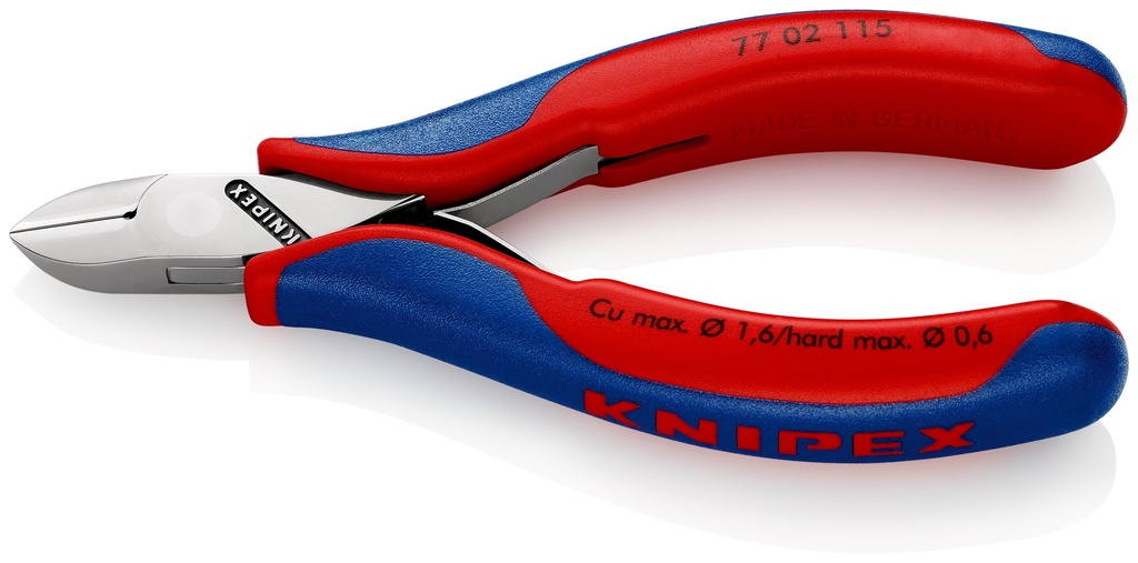 KNIPEX 77 02 115 SB ALICATES DE CORTE DIAGONAL PARA ELECTRÓNICA CON ARTICULACIÓN MACHIHEMBRADA CON MANGOS MULTICOMPONENTES 115 MM