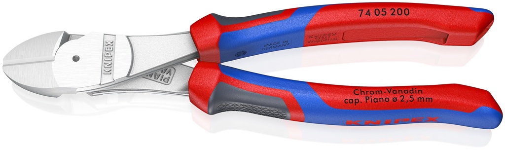 KNIPEX 74 05 200 SB ALICATES DE CORTE DIAGONAL DE FUERZA CON MANGOS CONFORT CROMADO 200 MM