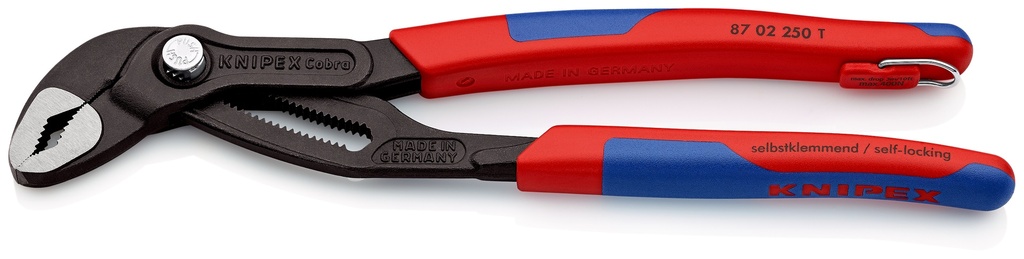 KNIPEX 87 02 250 T COBRA® TENAZILLAS PICO LORO CON FUNDAS MULTICOMPONENTES, CON ANILLA DE FIJACIÓN INTEGRADA PARA COLOCAR UN DISPOSITIVO DE PROTECCIÓN ANTICAÍDAS GRIS ATRAMENTADO 250 MM
