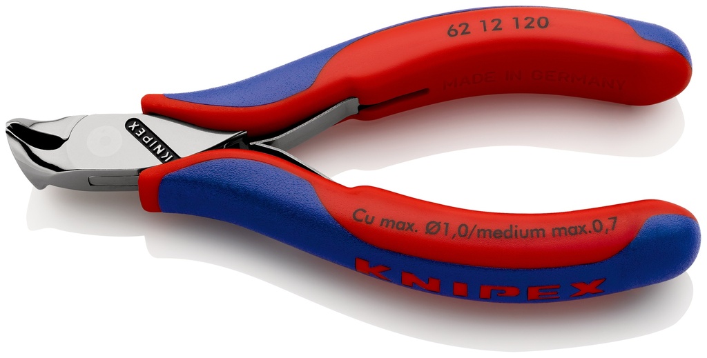 KNIPEX 62 12 120 ALICATE DE CORTE OBLICUO PARA ELECTRÓNICA CON MANGOS MULTICOMPONENTES 120 MM