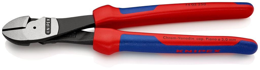KNIPEX 74 02 250 ALICATES DE CORTE DIAGONAL DE FUERZA CON MANGOS MULTICOMPONENTES NEGRO ATRAMENTADO 250 MM
