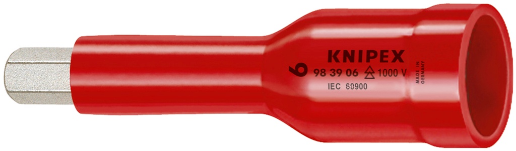 KNIPEX 98 39 05 VASOS HEXAGONALES, PARA TORNILLOS CON HEXÁGONO INTERIOR CON CUADRADILLO 3/8" 75 MM