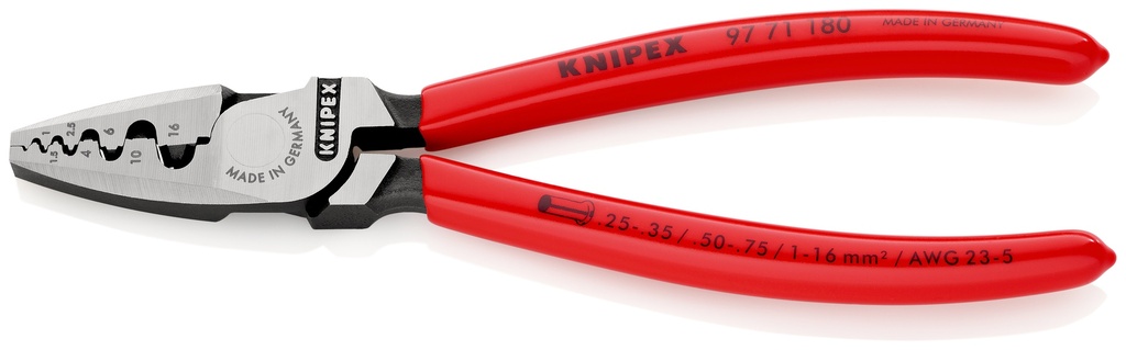 KNIPEX 97 71 180 SB ALICATE PARA CRIMPAR PUNTERAS HUECAS RECUBIERTOS DE PLÁSTICO 180 MM