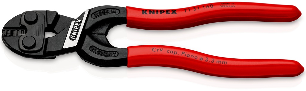 KNIPEX 71 31 160 SB COBOLT® S CORTABULONES COMPACTOS CON MUESCA EN EL FILO DE CORTE RECUBIERTOS DE PLÁSTICO NEGRO ATRAMENTADO 160 MM