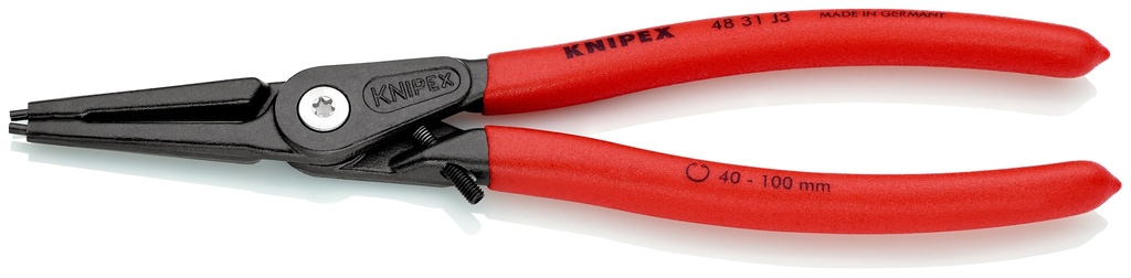 KNIPEX 48 31 J3 ALICATE DE PRECISIÓN PARA ARANDELAS PARA ARANDELAS INTERIORES EN TALADROS CON PROTECCIÓN CONTRA LA SOBREEXPANSIÓN MANGOS PLASTICOS POR INMERSIÓN ANTIDESLIZANTES GRIS ATRAMENTADO 225 MM
