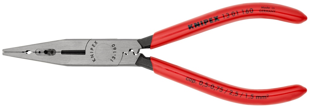 KNIPEX 13 01 160 ALICATE DE ELECTRICISTA RECUBIERTOS DE PLÁSTICO NEGRO ATRAMENTADO 160 MM