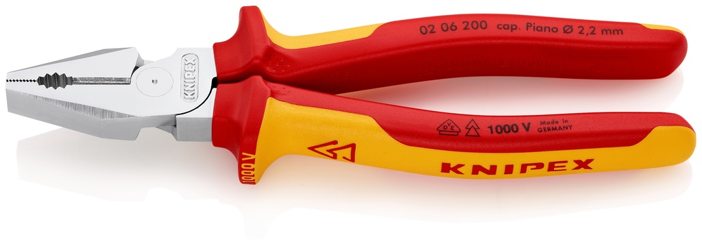 KNIPEX 02 06 200 SB ALICATE UNIVERSAL DE FUERZA AISLADOS CON FUNDAS MULTICOMPONENTES, SEGÚN NORMA VDE CROMADO 200 MM