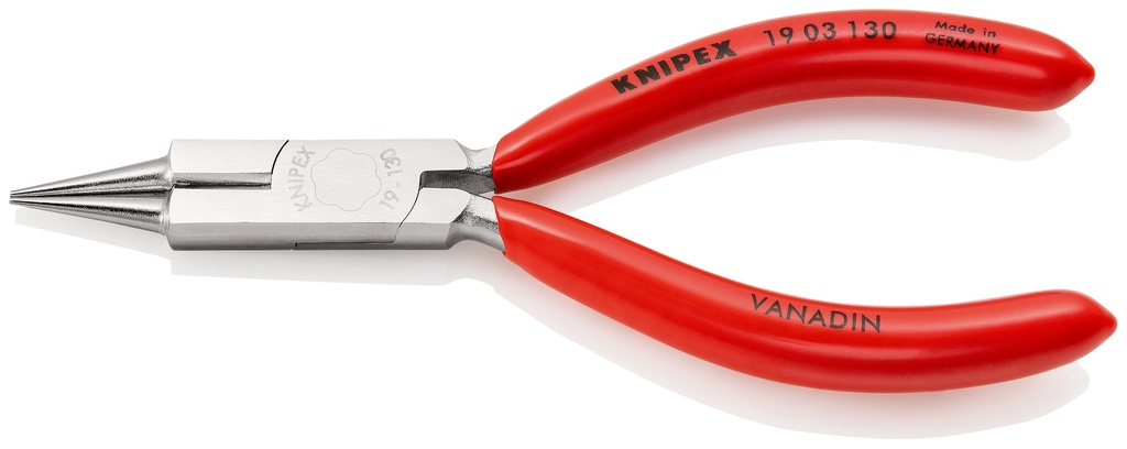 KNIPEX 19 03 130 ALICATE DE BOCA REDONDA CON FILOS DE CORTE (ALICATE PARA JOYERÍA) RECUBIERTOS DE PLÁSTICO CROMADO 130 MM