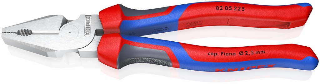 KNIPEX 02 05 225 ALICATE UNIVERSAL DE FUERZA CON MANGOS CONFORT CROMADO 225 MM